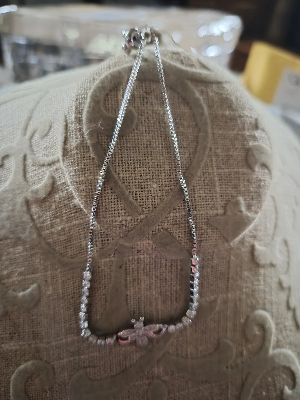 Silver Floral Crystal Necklace - Women Jewelry